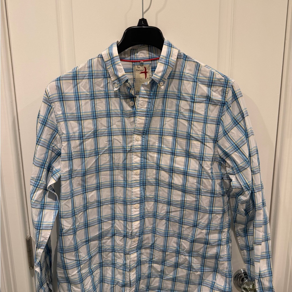 Blue and White Plaid Men's Shirt